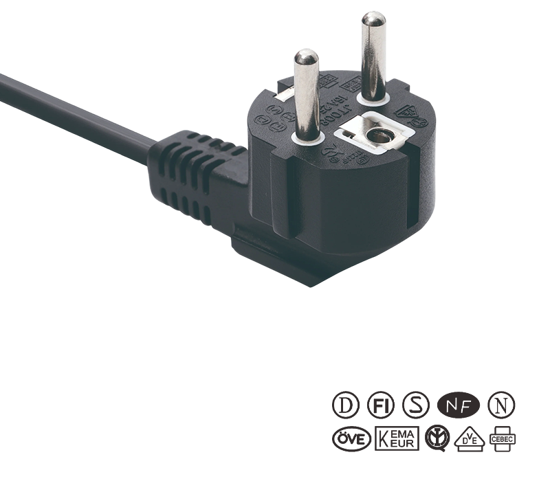 JT008/FY003 16A 250V Standard europejski Trójstykowa wtyczka kolankowa 90 stopni