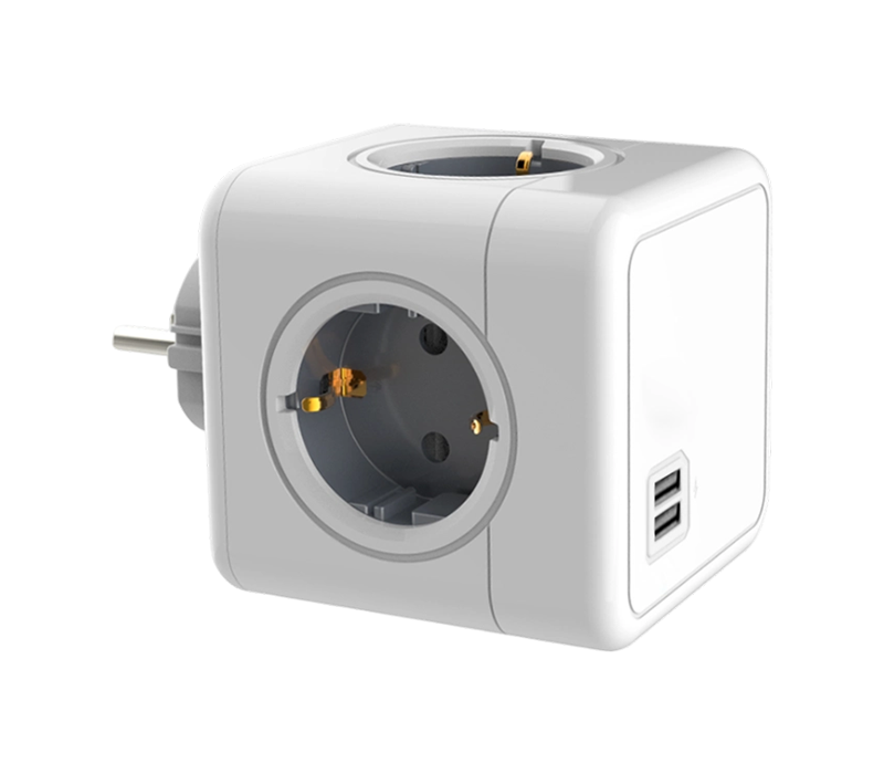 Listwa zasilająca typu plug-in Cube E02A z 4 gniazdami w stylu europejskim i 2 portami USB-A
