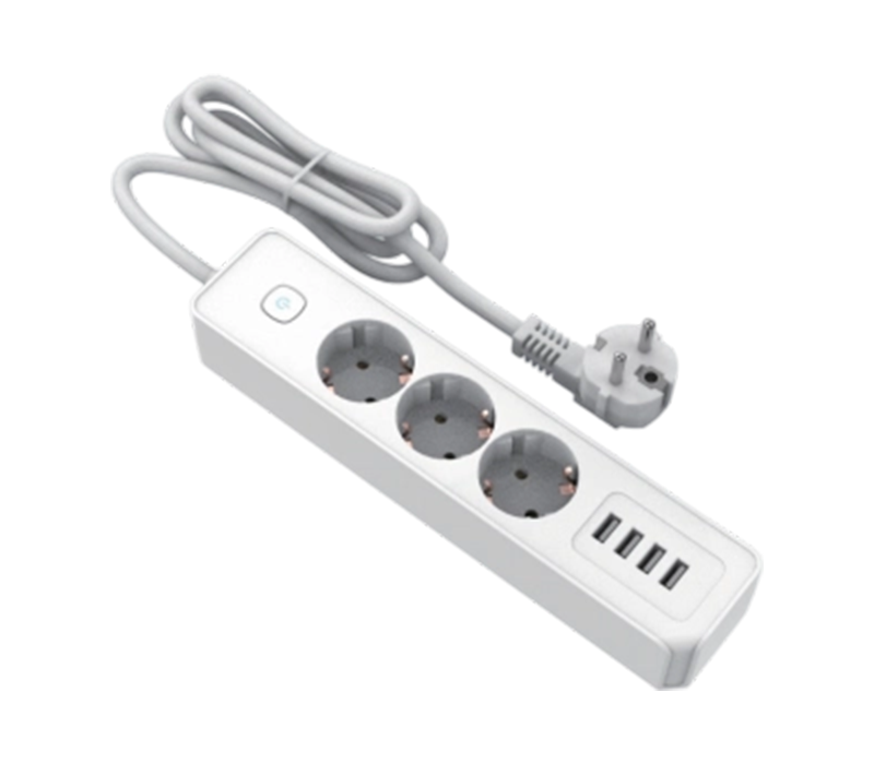Listwa zasilająca w europejskim stylu E22-3 z 3 gniazdami i 4 portami USB-A, w zestawie przełącznik