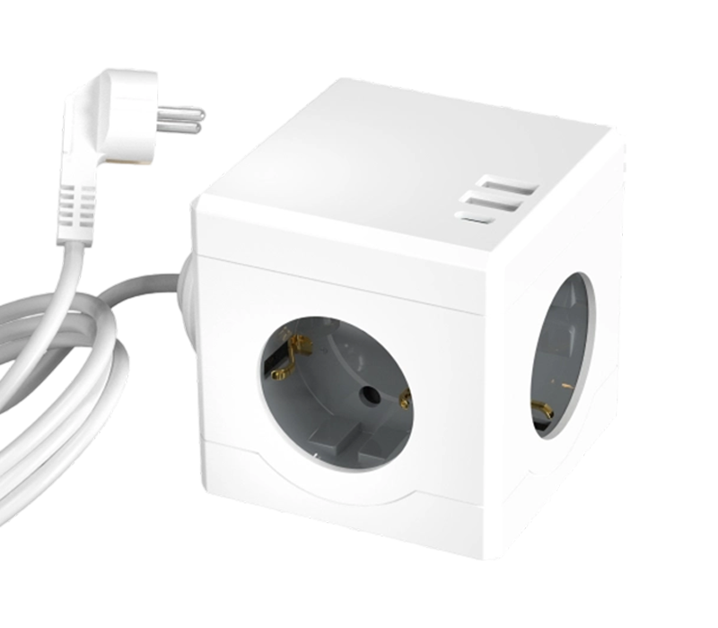 Przewodowa kostka zasilająca E16-C z 3 gniazdami w stylu europejskim, 2 portami USB-A i 1 portem USB-C